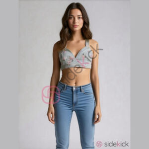 Wild Fable Floral Blue Denim Vest XL